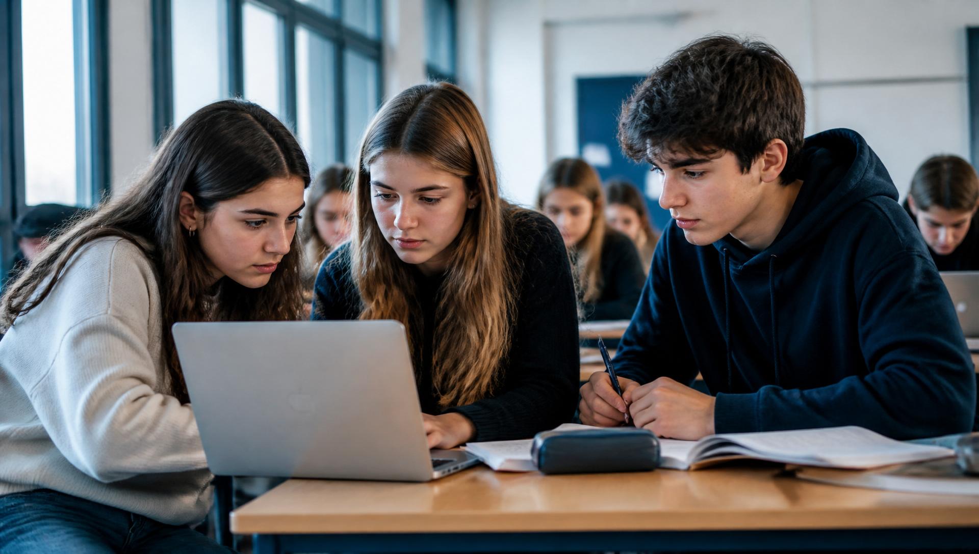 Élèves français étudiant avec Lambo Smart Campus, plateforme d'apprentissage IA du CP à la Terminale